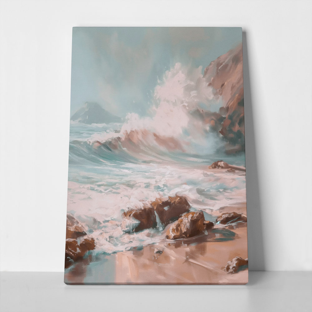 Πίνακας σε Καμβά VINTAGE PASTEL COASTAL WAVES