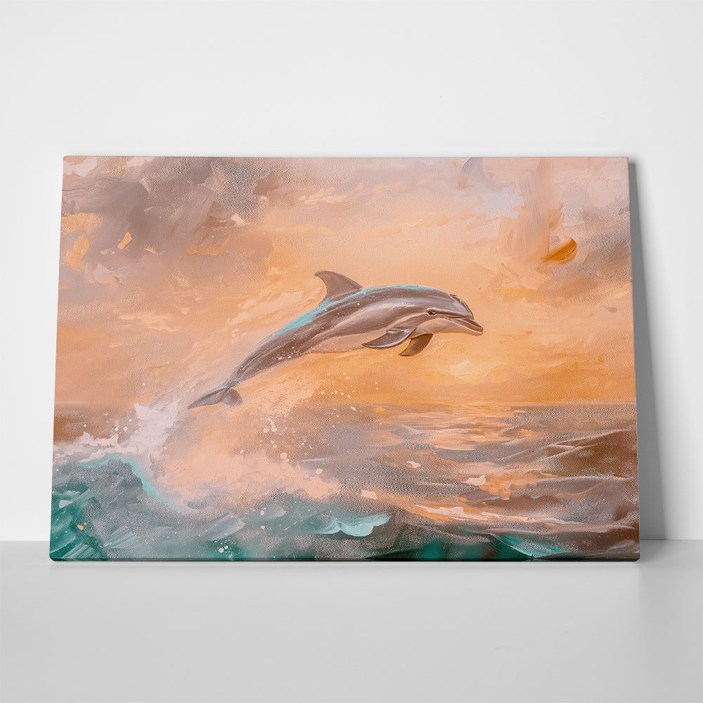 Πίνακας σε Καμβά VINTAGE PASTEL DOLPHIN 2