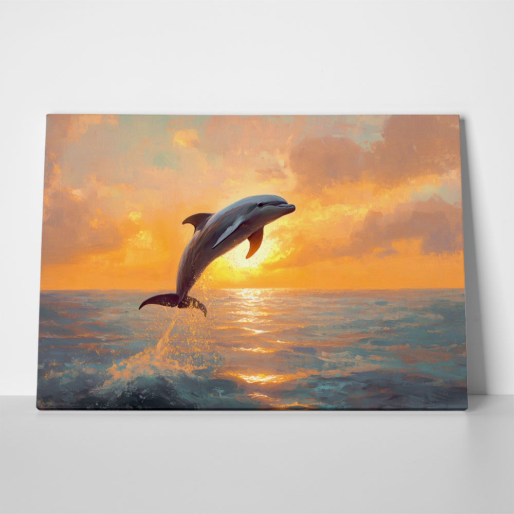 Πίνακας σε Καμβά VINTAGE PASTEL DOLPHIN 3