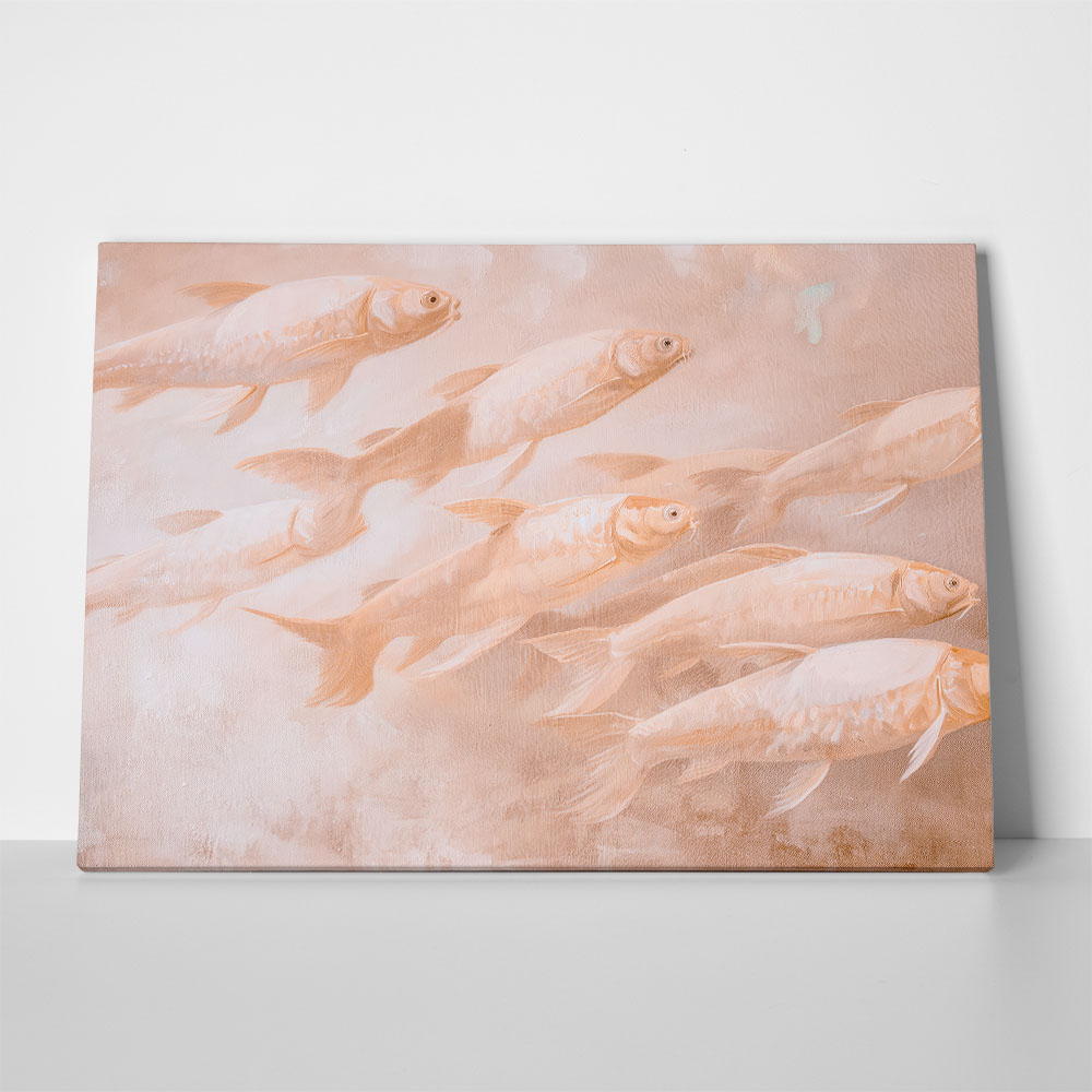 Πίνακας σε Καμβά VINTAGE PASTEL FISH 3