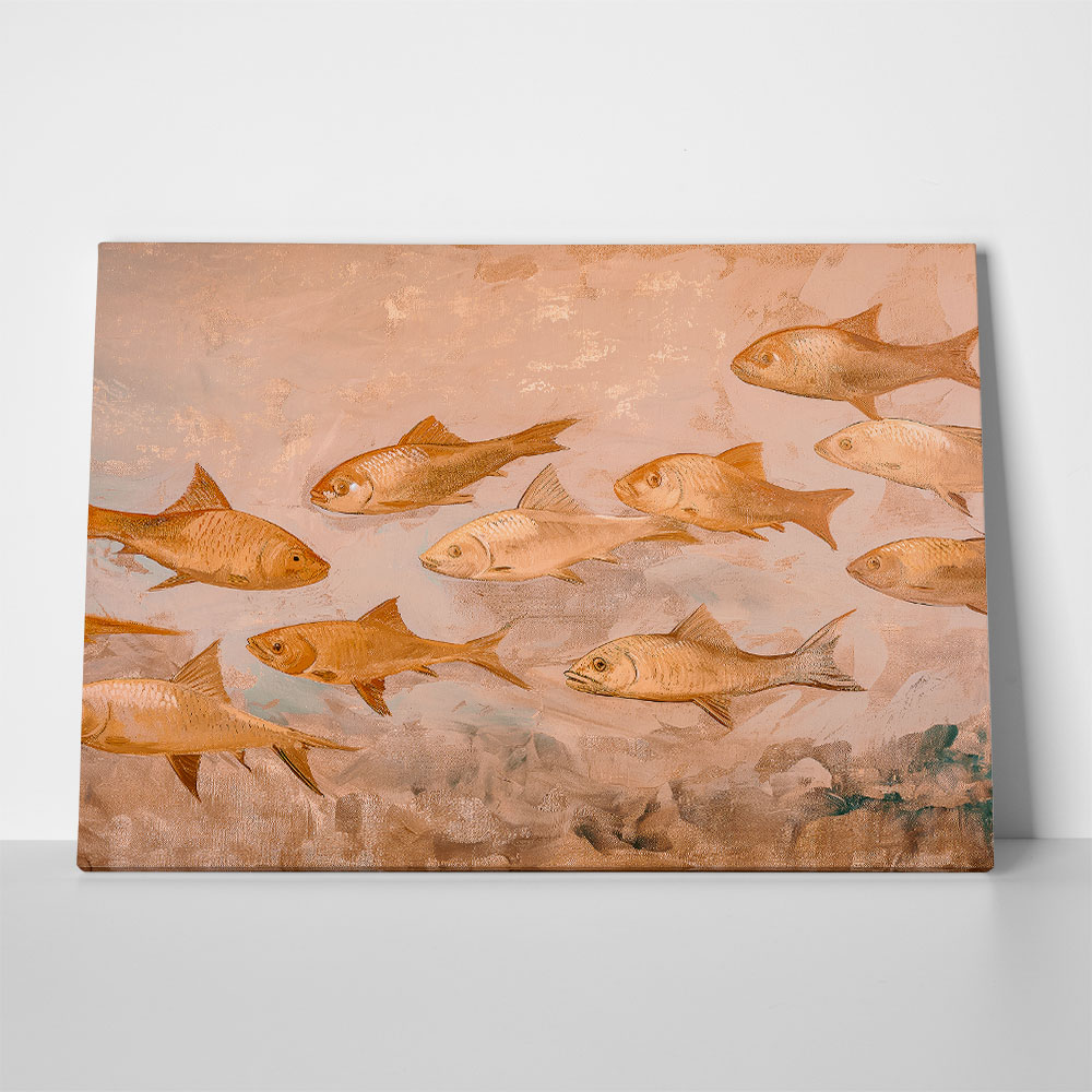 Πίνακας σε Καμβά VINTAGE PASTEL FISH 4