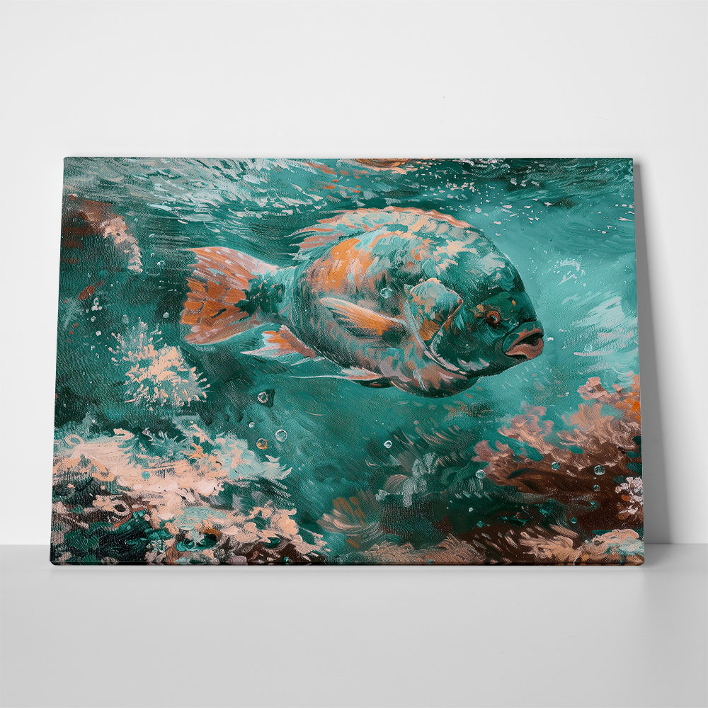 Πίνακας σε Καμβά VINTAGE PASTEL FISH 6
