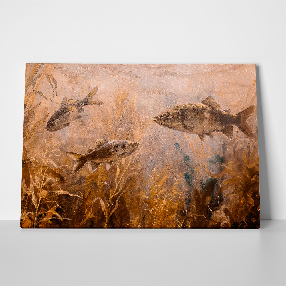 Πίνακας σε Καμβά VINTAGE PASTEL FISH 7