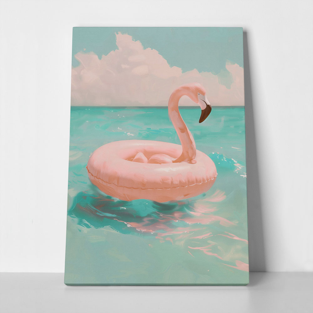 Πίνακας σε Καμβά VINTAGE PASTEL FLAMINGO