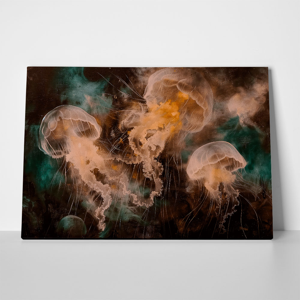 Πίνακας σε Καμβά VINTAGE PASTEL JELLY FISH 4