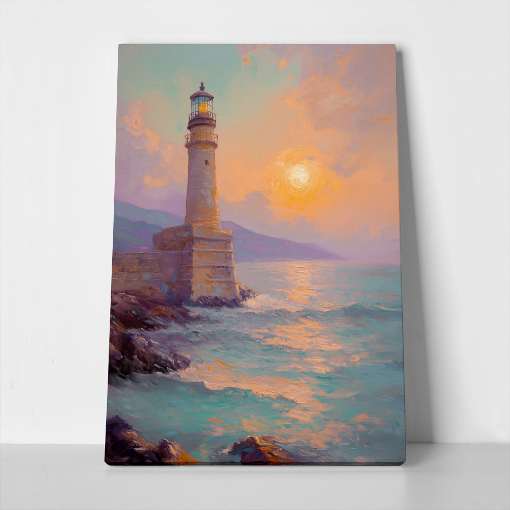 Πίνακας σε Καμβά VINTAGE PASTEL LIGHTHOUSE