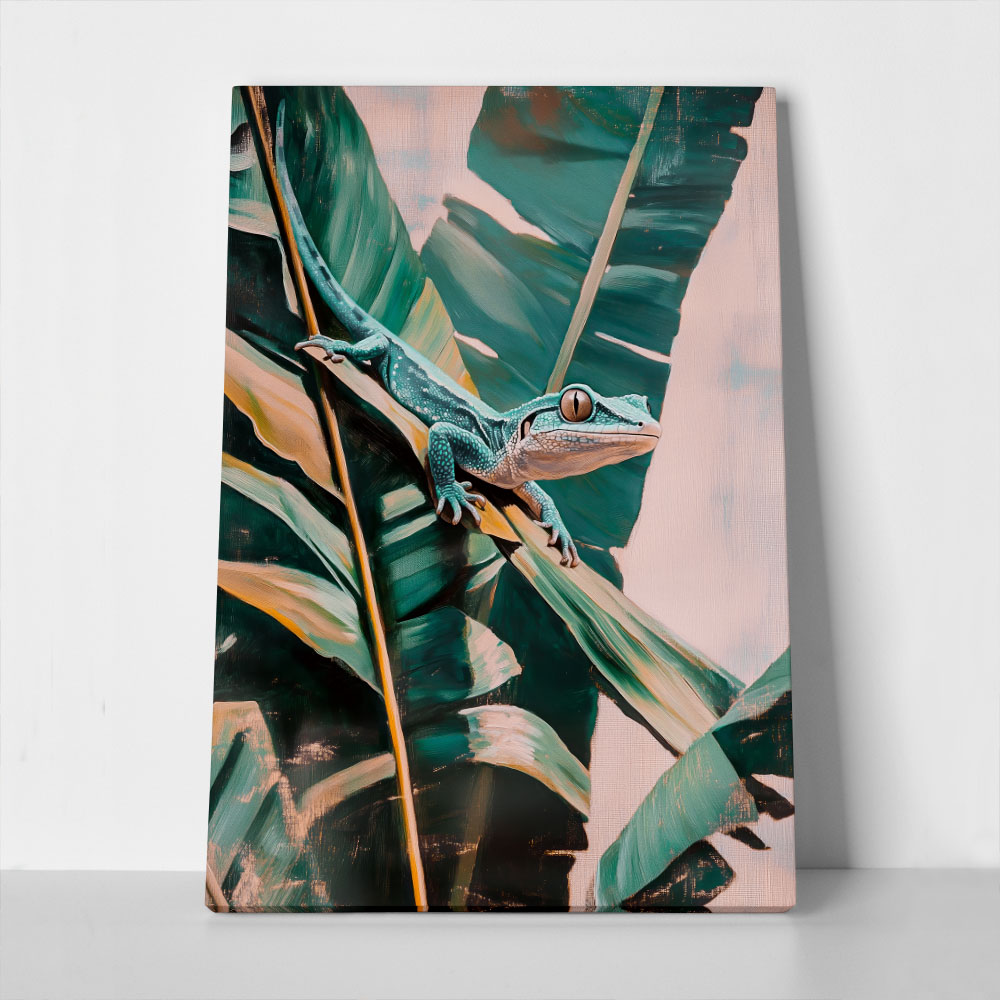 Πίνακας σε Καμβά VINTAGE PASTEL LIZARD