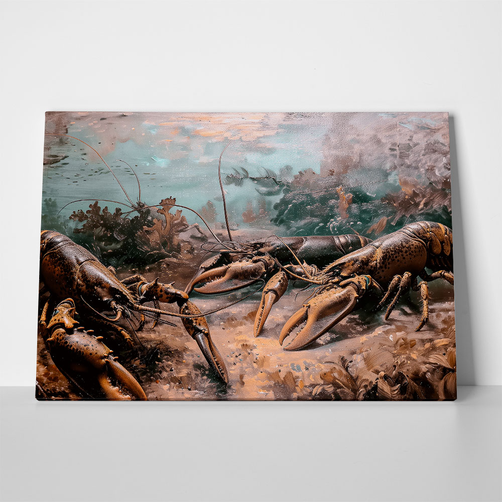 Πίνακας σε Καμβά VINTAGE PASTEL LOBSTERS
