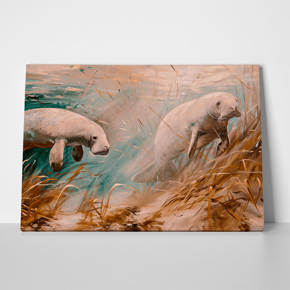 Πίνακας σε Καμβά VINTAGE PASTEL MANATEES