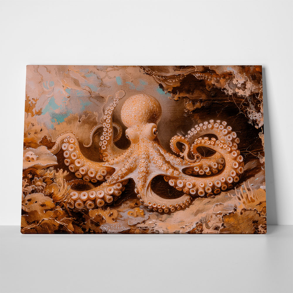 Πίνακας σε Καμβά VINTAGE PASTEL OCTOPUS 4