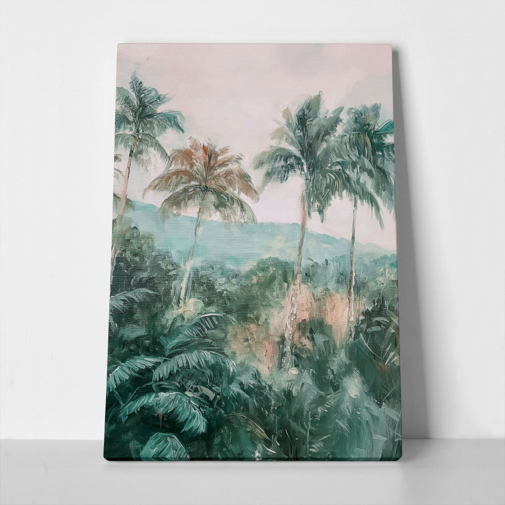 Πίνακας σε Καμβά VINTAGE PASTEL PALM TREES 3