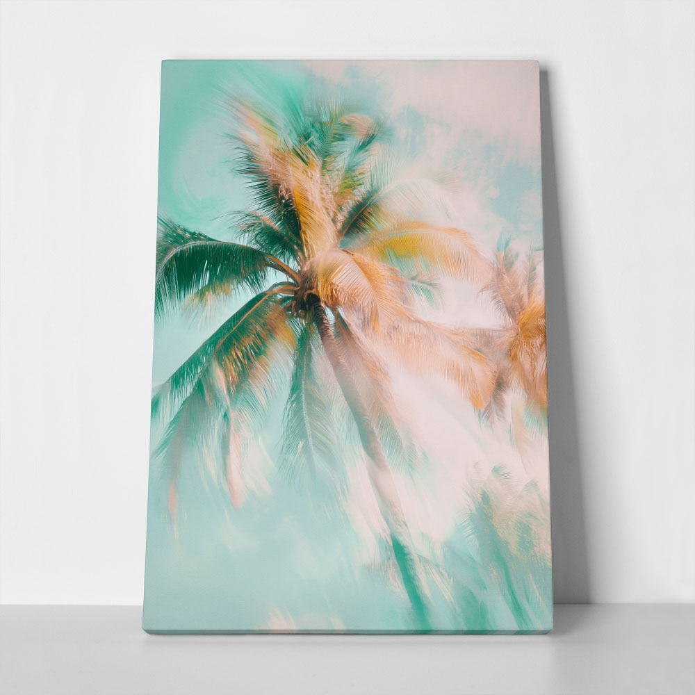Πίνακας σε Καμβά VINTAGE PASTEL PALM TREE