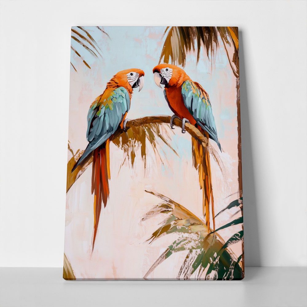 Πίνακας σε Καμβά VINTAGE PASTEL PARROTS 2
