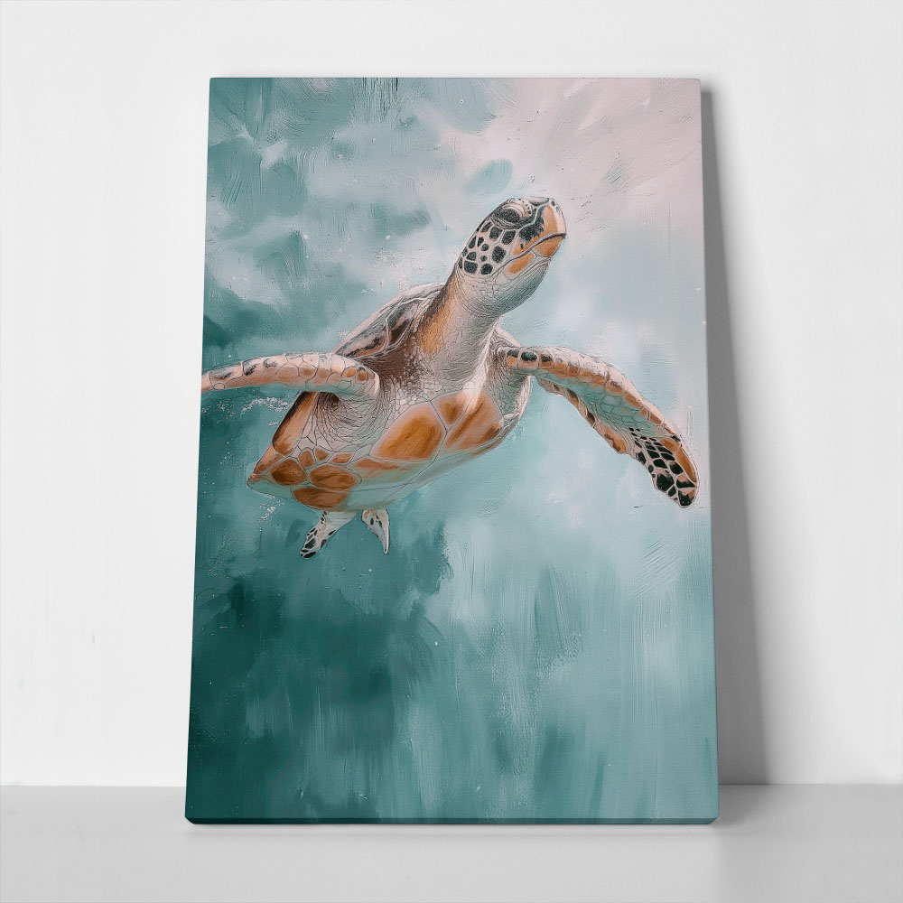 Πίνακας σε Καμβά VINTAGE PASTEL SEA TURTLE 2
