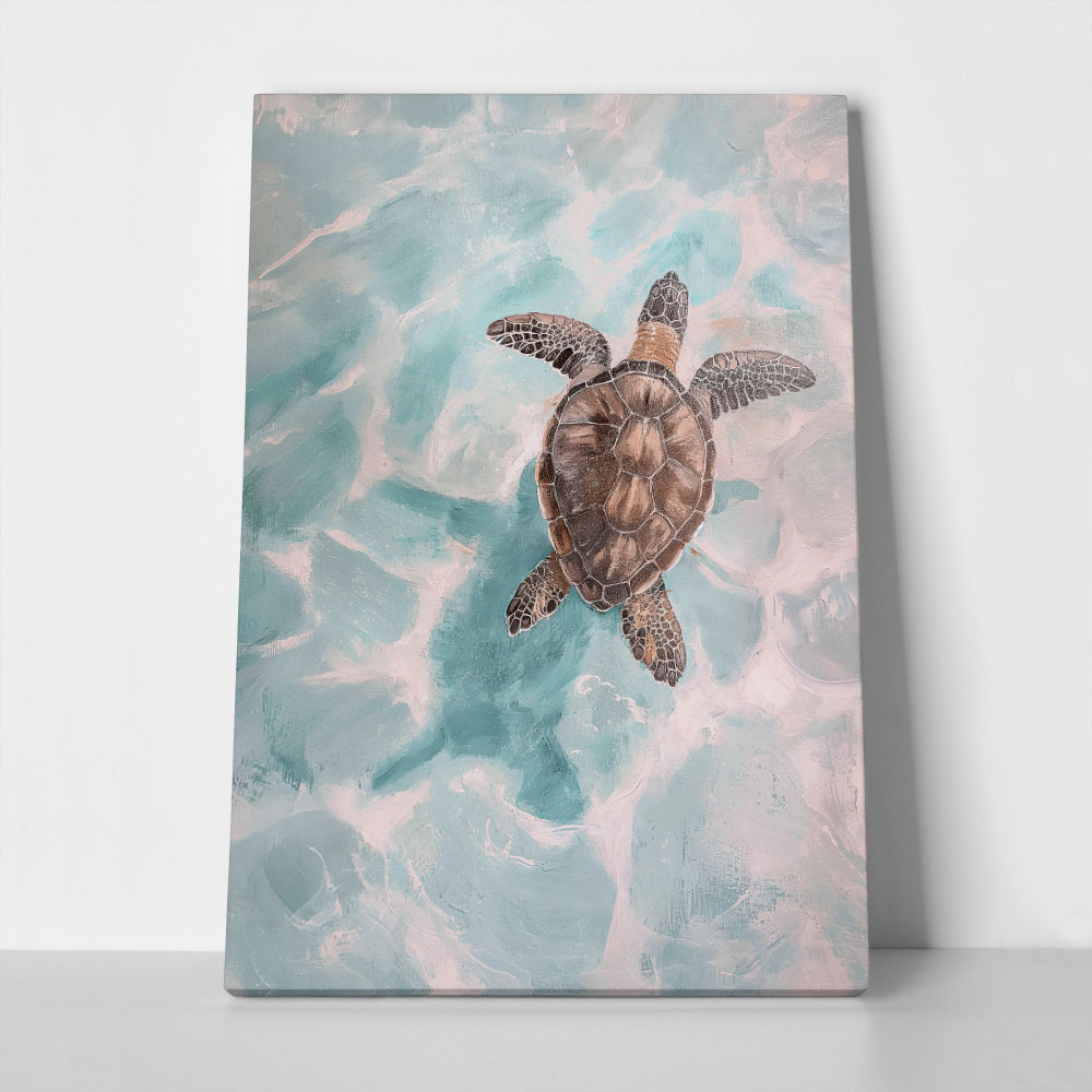 Πίνακας σε Καμβά VINTAGE PASTEL SEA TURTLE