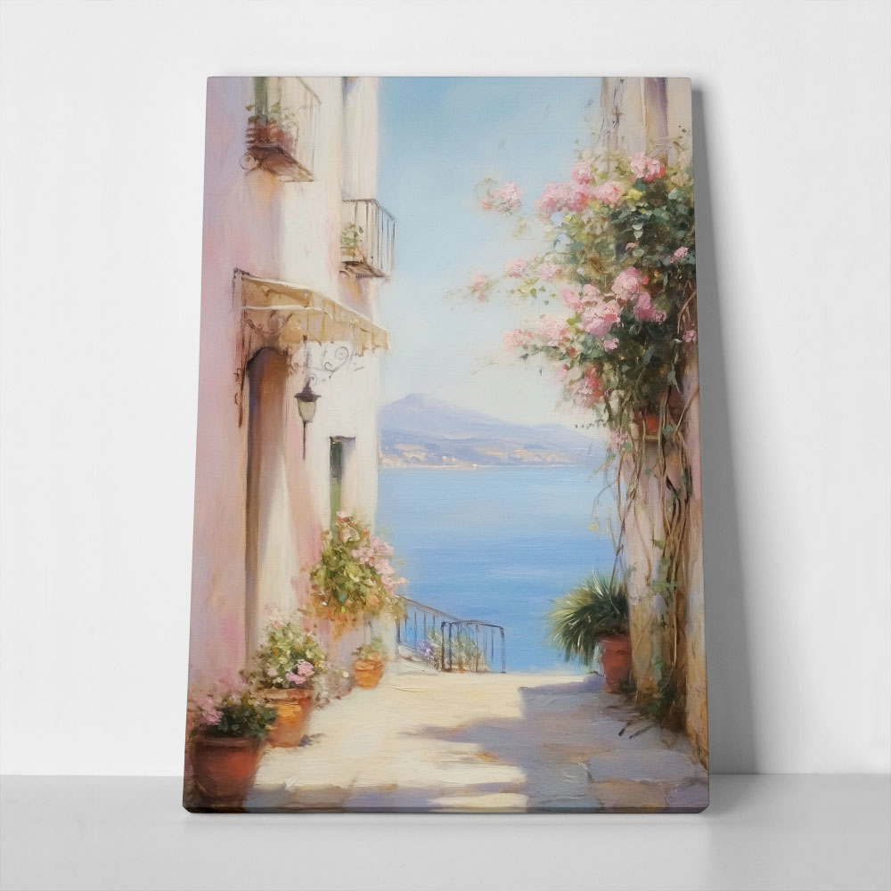 Πίνακας σε Καμβά VINTAGE PASTEL SEA VIEW 2