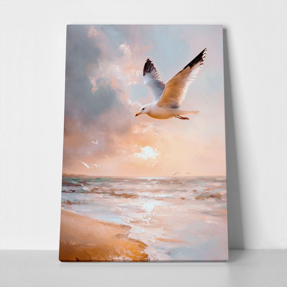 Πίνακας σε Καμβά VINTAGE PASTEL SEAGULL