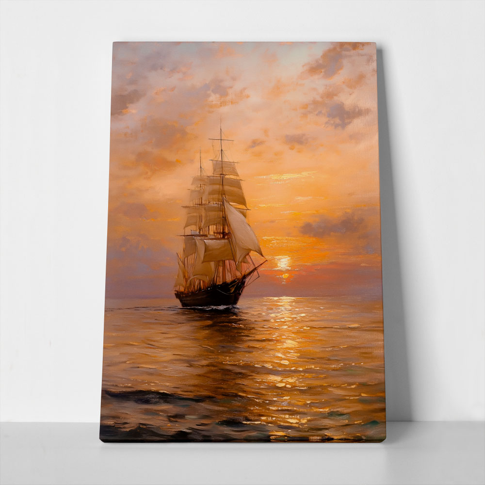Πίνακας σε Καμβά VINTAGE PASTEL SHIP