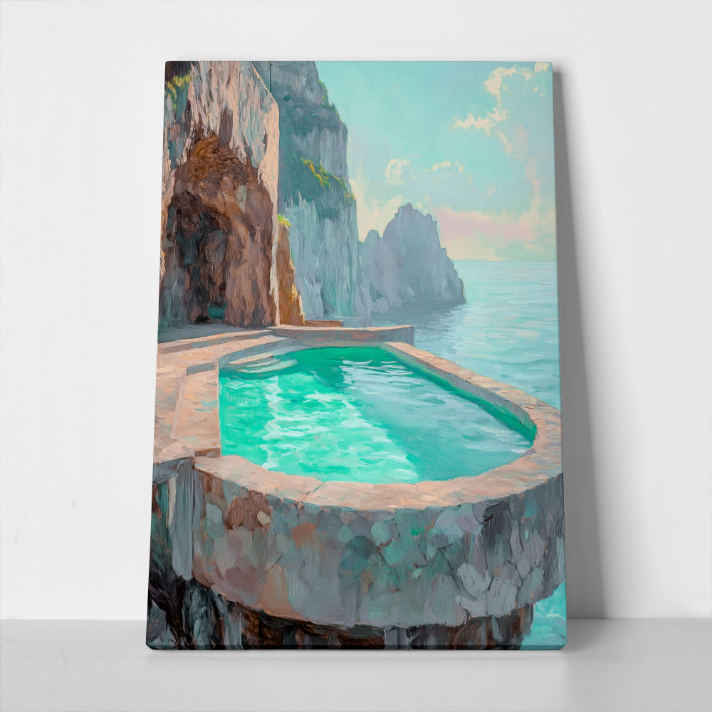 Πίνακας σε Καμβά VINTAGE PASTEL SWIMMING POOL