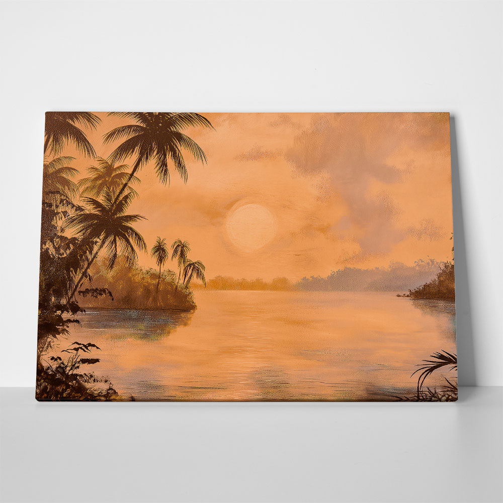 Πίνακας σε Καμβά VINTAGE PASTEL TROPICAL SUNSET