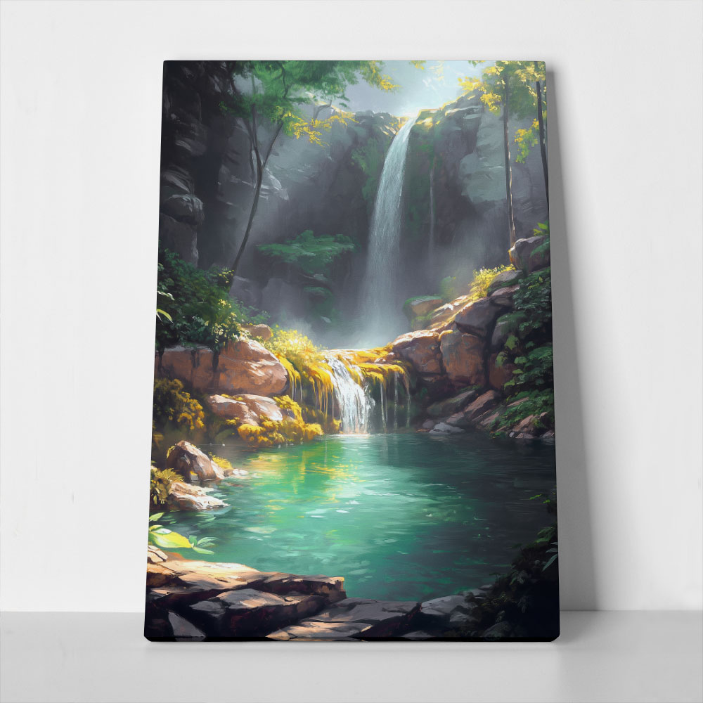 Πίνακας σε Καμβά VINTAGE PASTEL WATERFALL 2