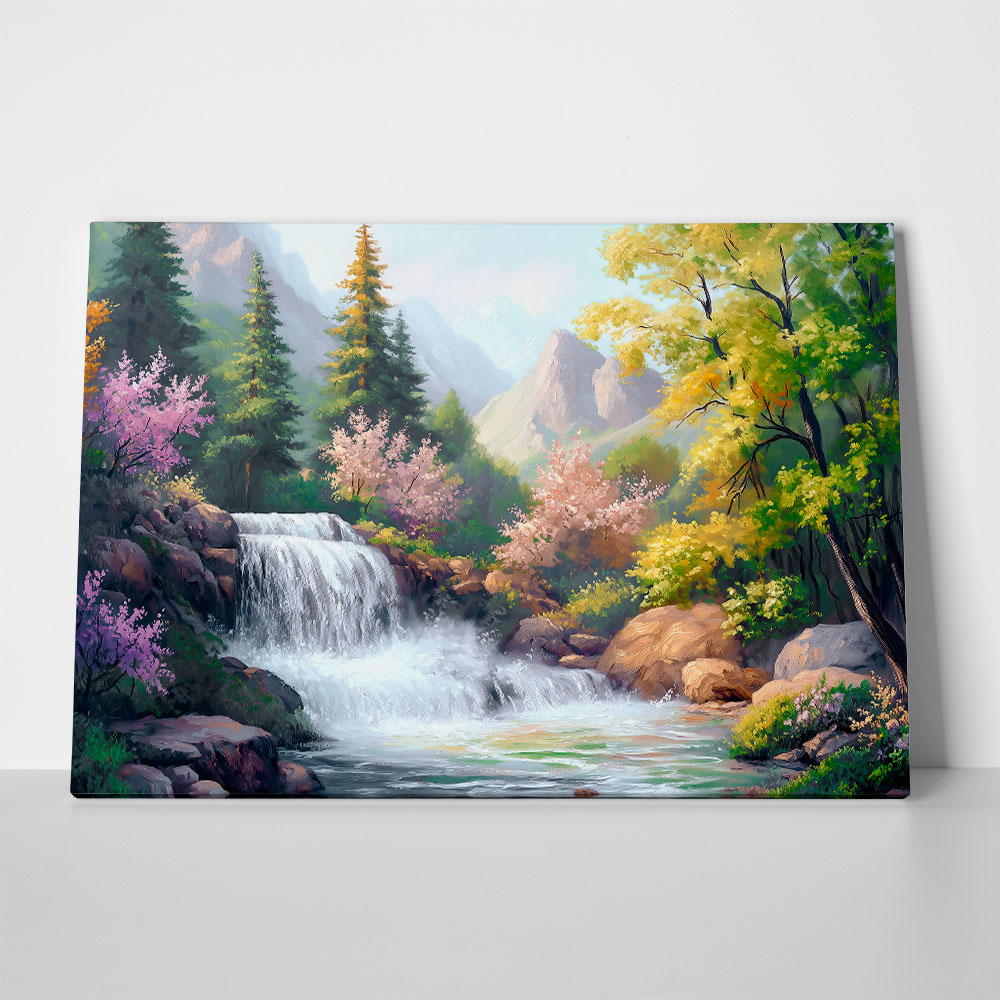 Πίνακας σε Καμβά VINTAGE PASTEL WATERFALL 8