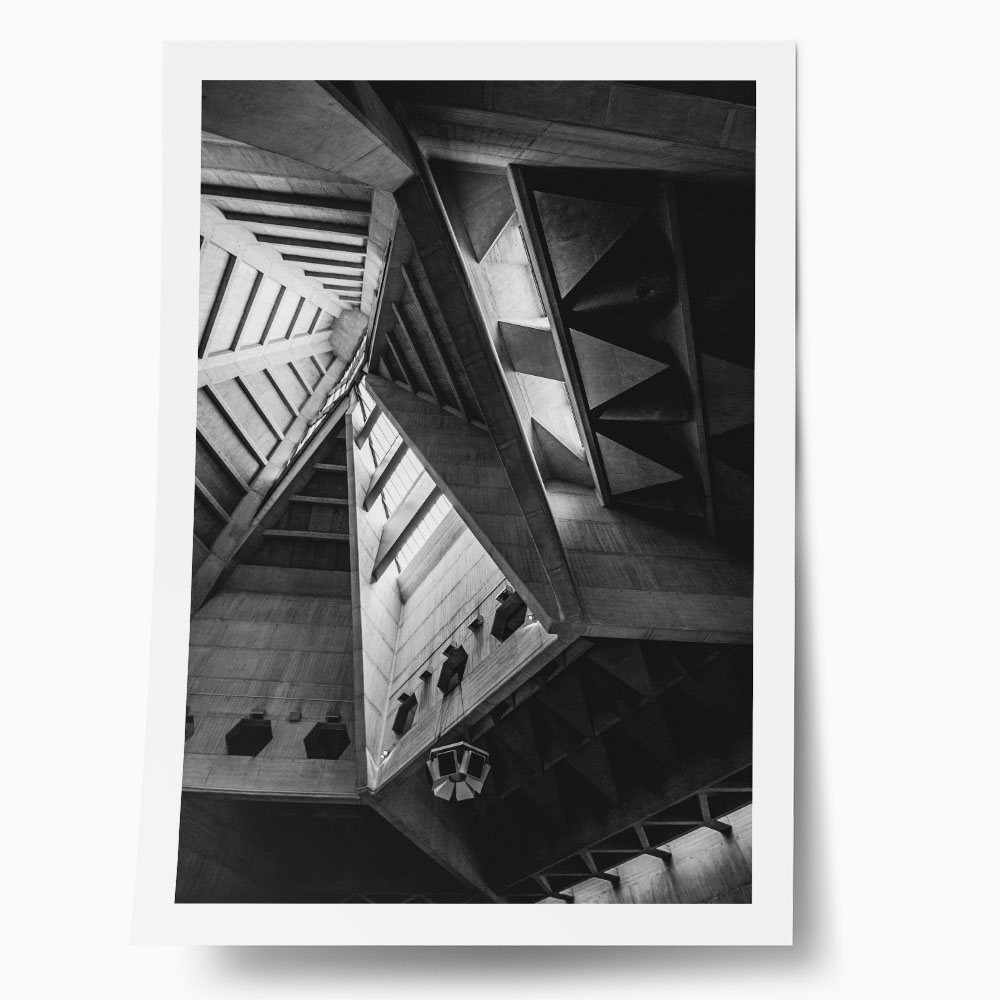 Poster BLACK AND WHITE ARCHITECTURAL CATHEDRAL INTERIOR