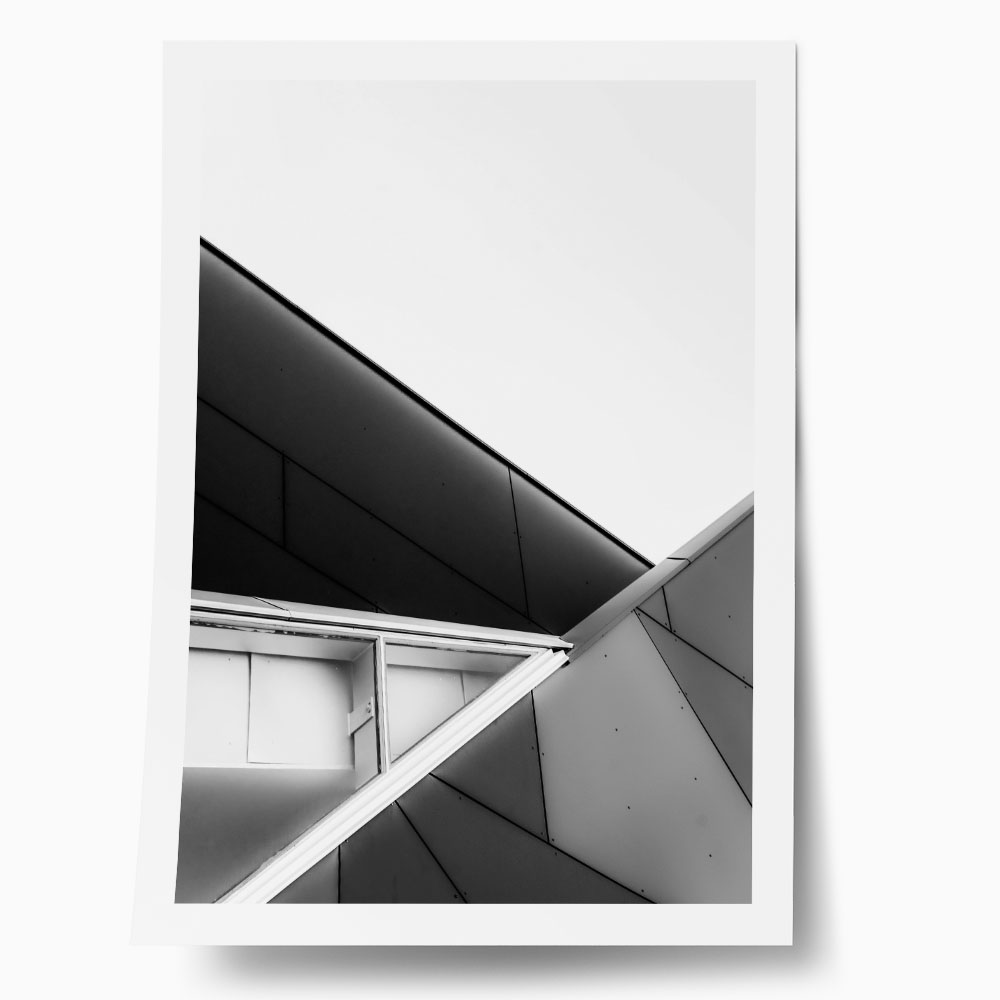 Poster BLACK AND WHITE ARCHITECTURAL COMPLEX GEOMETRIC SHAPES