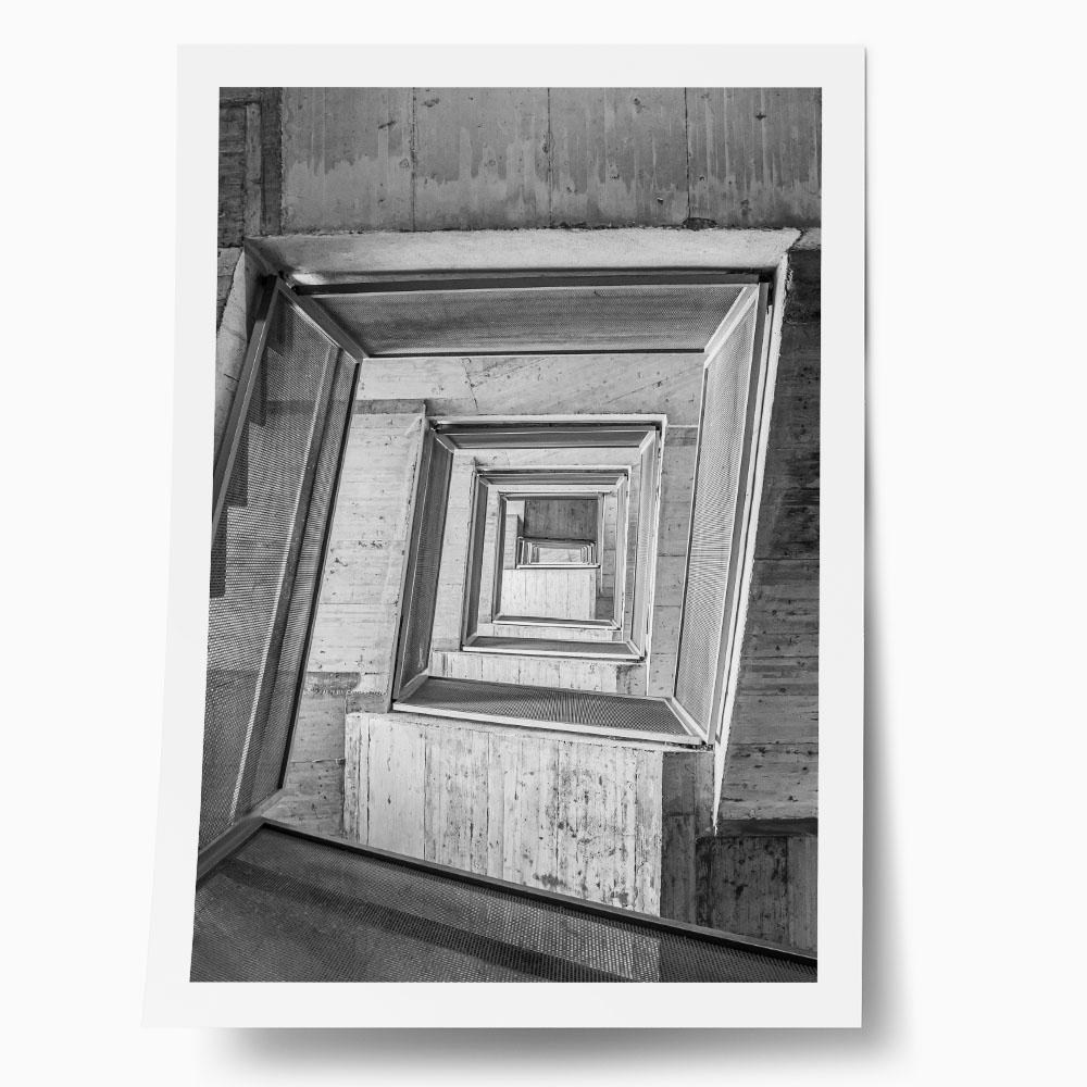 Poster BLACK AND WHITE ARCHITECTURAL CONCRETE STAIRCASE 3