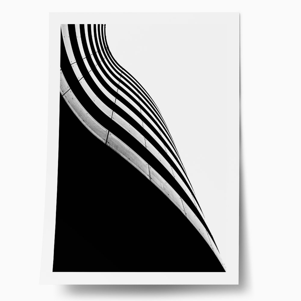 Poster BLACK AND WHITE ARCHITECTURAL CURVED BALCONIES