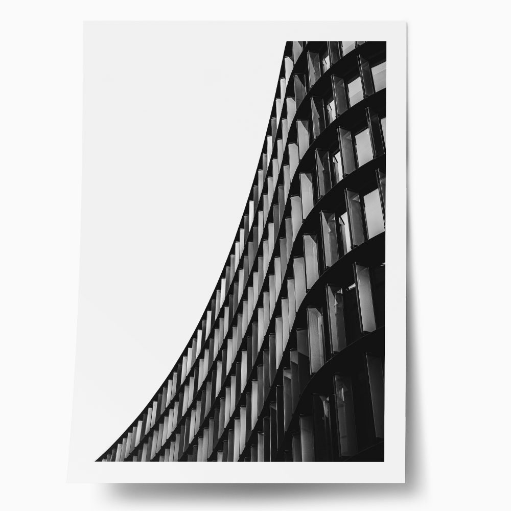 Poster BLACK AND WHITE ARCHITECTURAL CURVED BUILDING