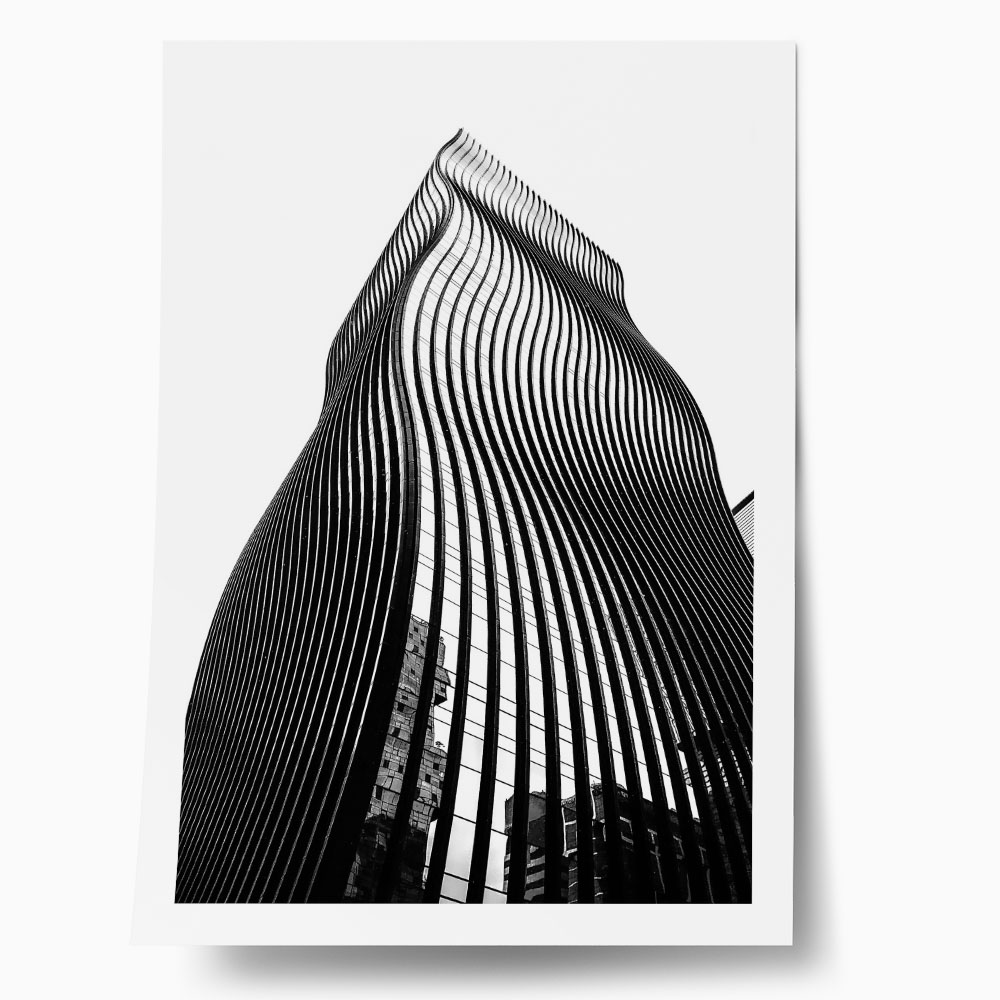 Poster BLACK AND WHITE ARCHITECTURAL CURVY TOWER