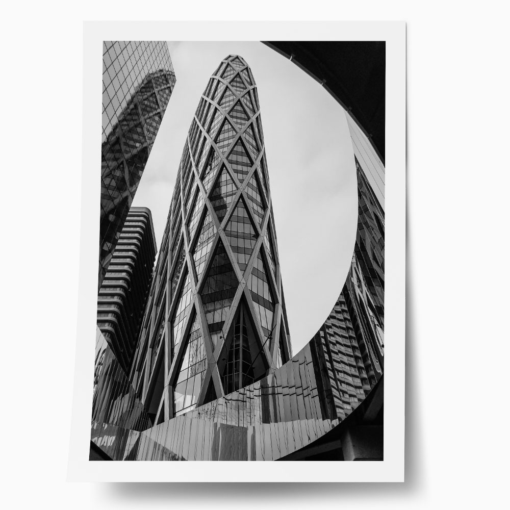 Poster BLACK AND WHITE ARCHITECTURAL DIAGONAL GRID FACADE