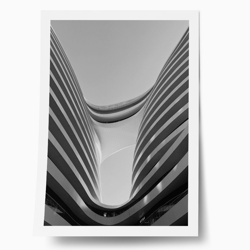 Poster BLACK AND WHITE ARCHITECTURAL FLOWING CURVES