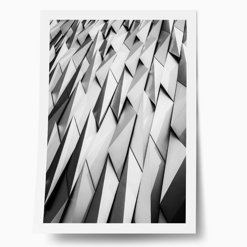 Poster BLACK AND WHITE ARCHITECTURAL GEOMETRIC ANGULAR PATTERN