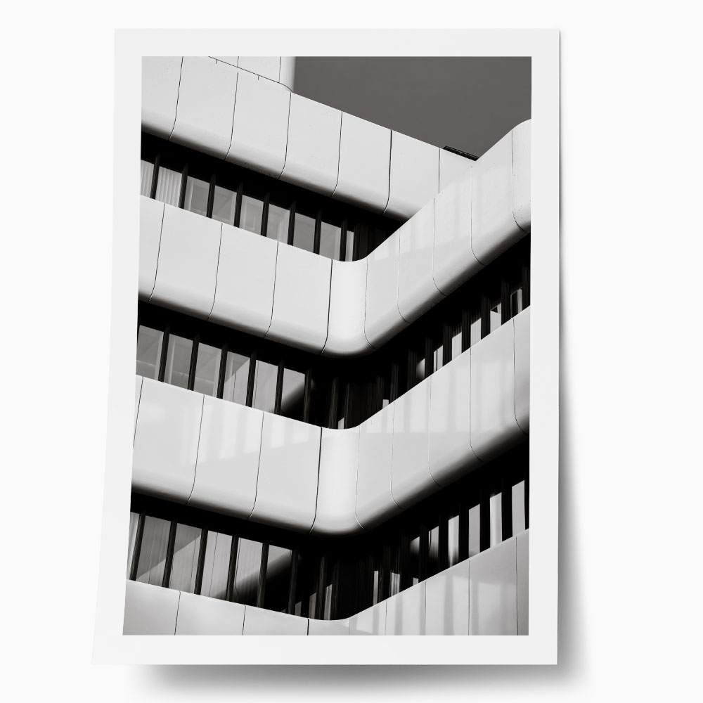 Poster BLACK AND WHITE ARCHITECTURAL GEOMETRIC BALCONIES