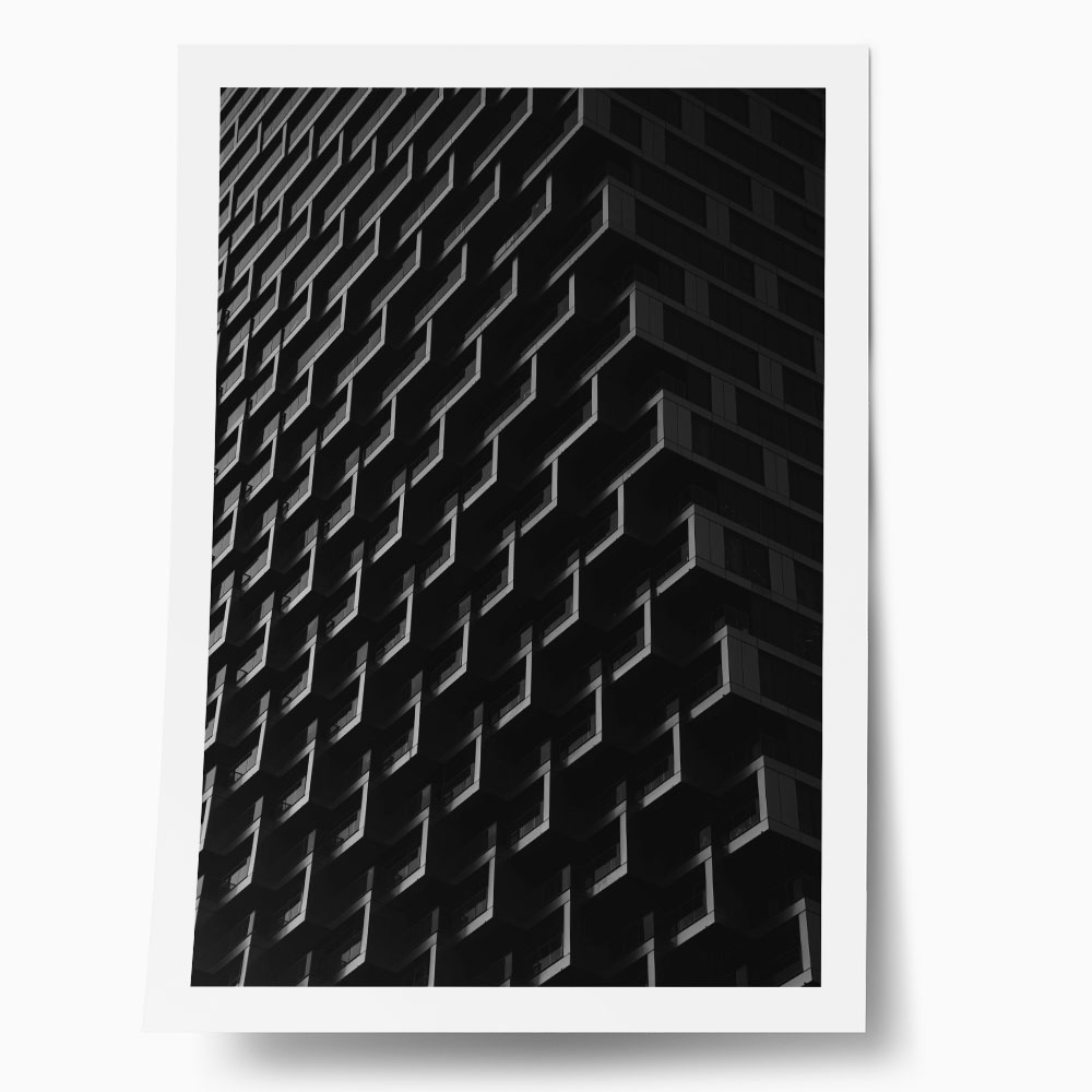 Poster BLACK AND WHITE ARCHITECTURAL GLASS BUILDING