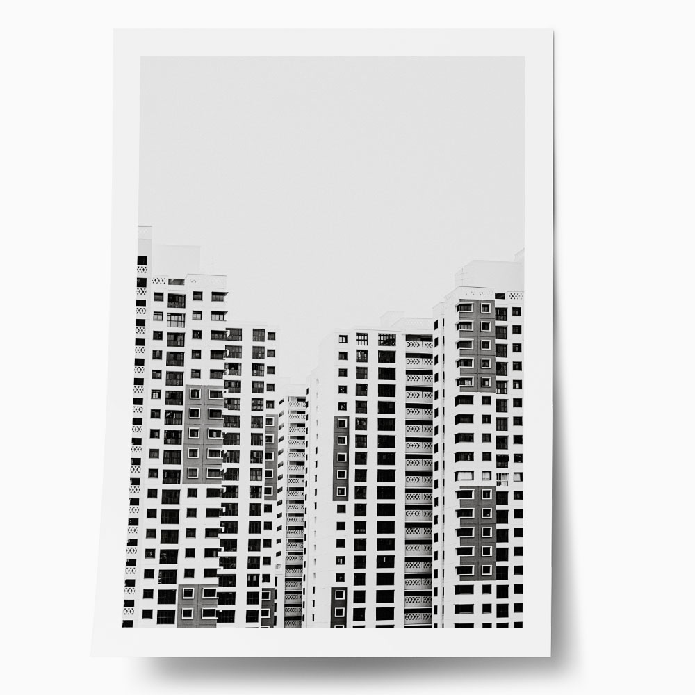 Poster BLACK AND WHITE ARCHITECTURAL GRID PATTERN BUILDINGS
