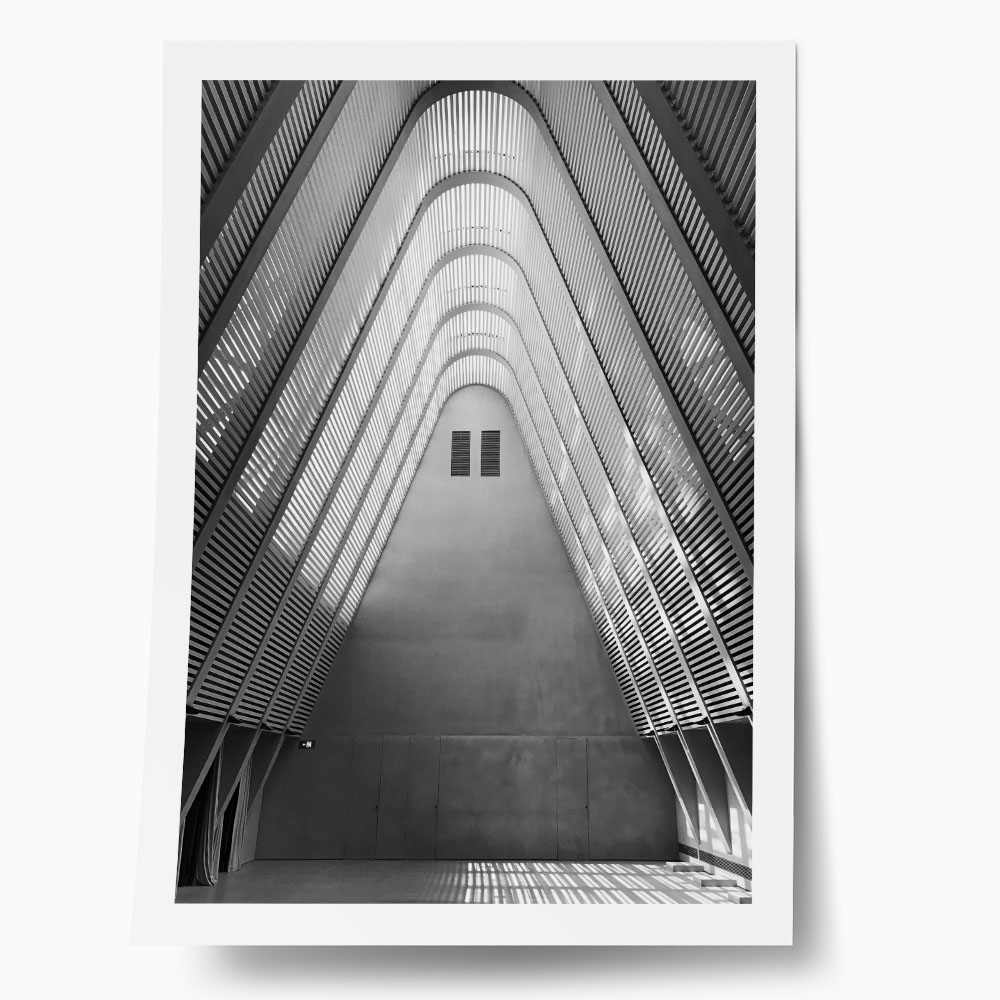Poster BLACK AND WHITE ARCHITECTURAL HIGH ARCHED CEILING