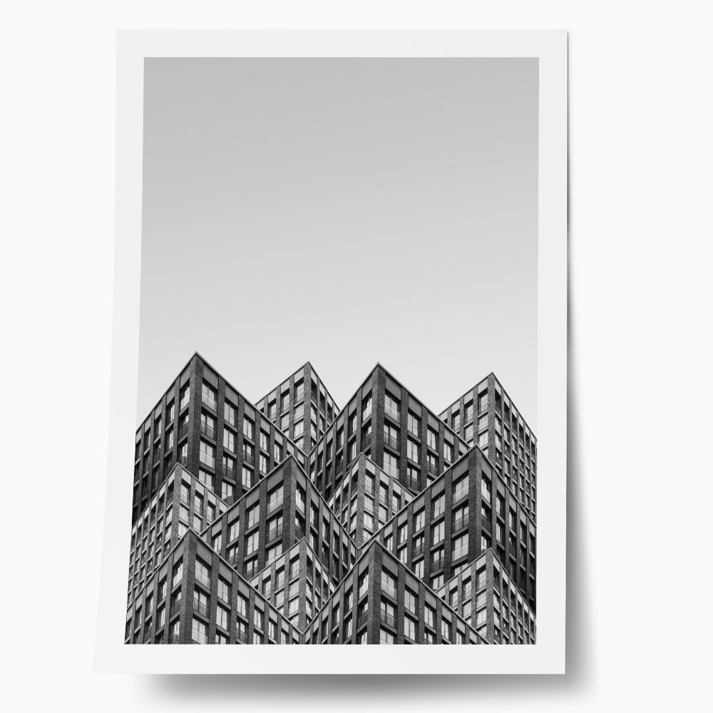 Poster BLACK AND WHITE ARCHITECTURAL INTERLOCKING BUILDINGS