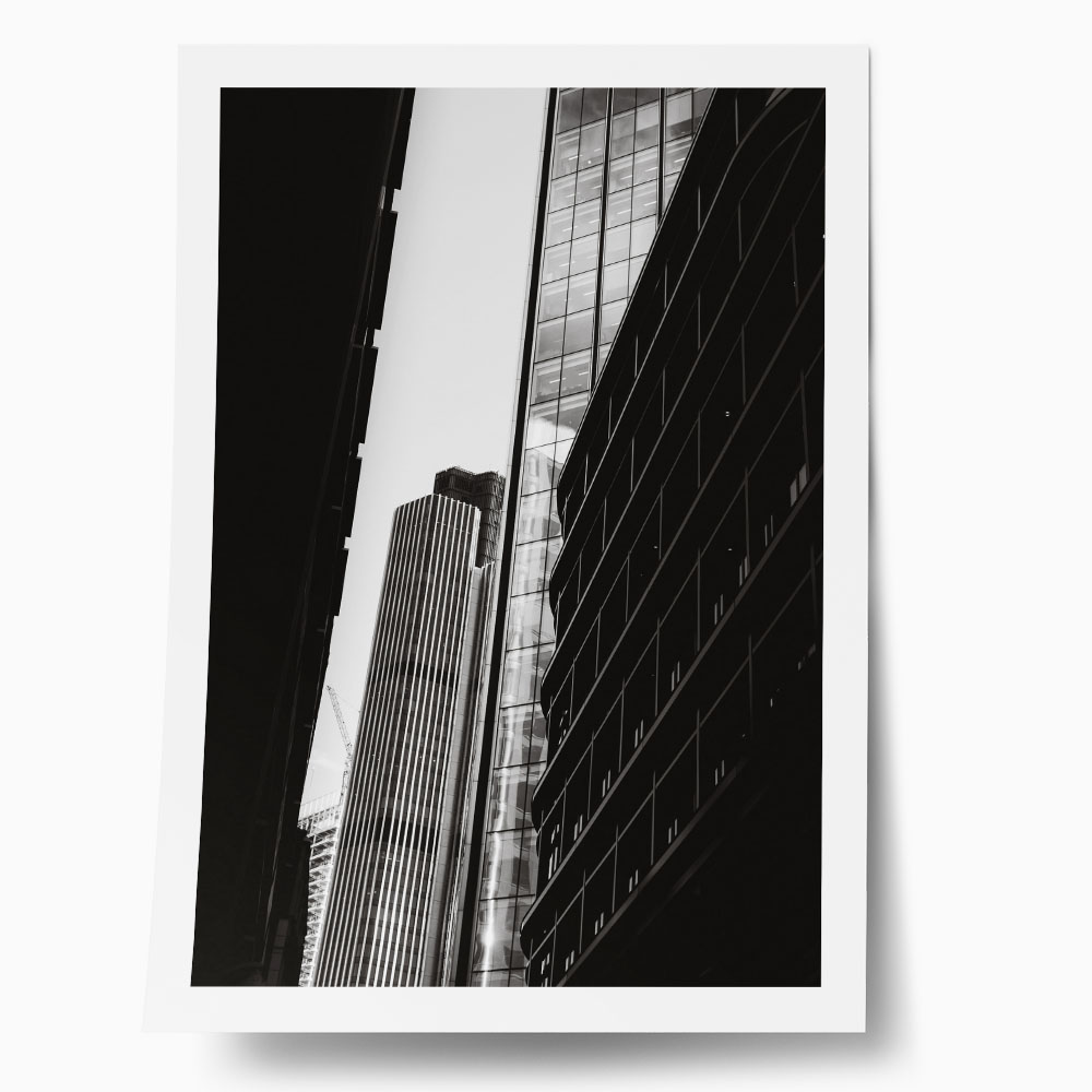 Poster BLACK AND WHITE ARCHITECTURAL LINES OF SKYSCRAPPERS