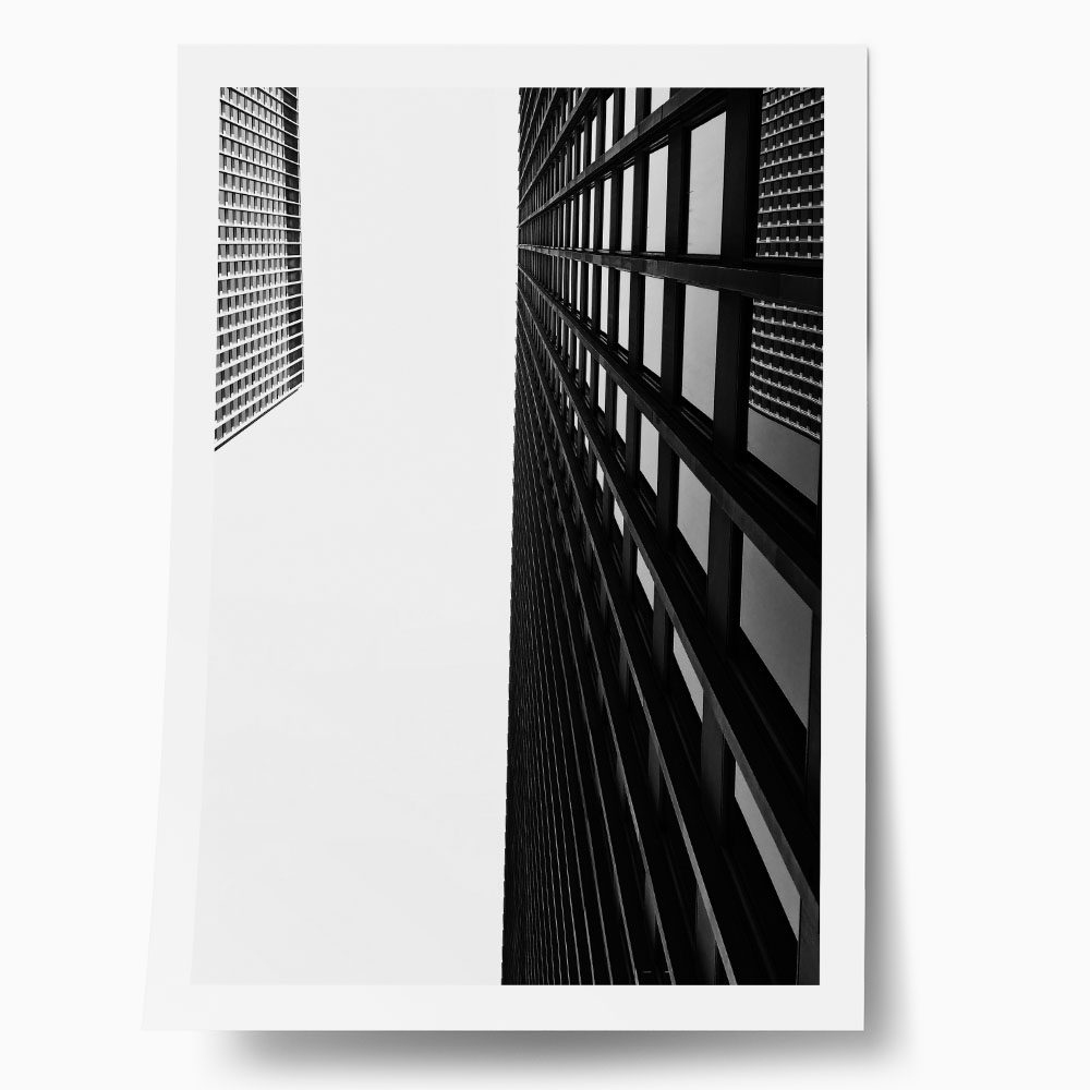 Poster BLACK AND WHITE ARCHITECTURAL LOW ANGLE BUILDINGS