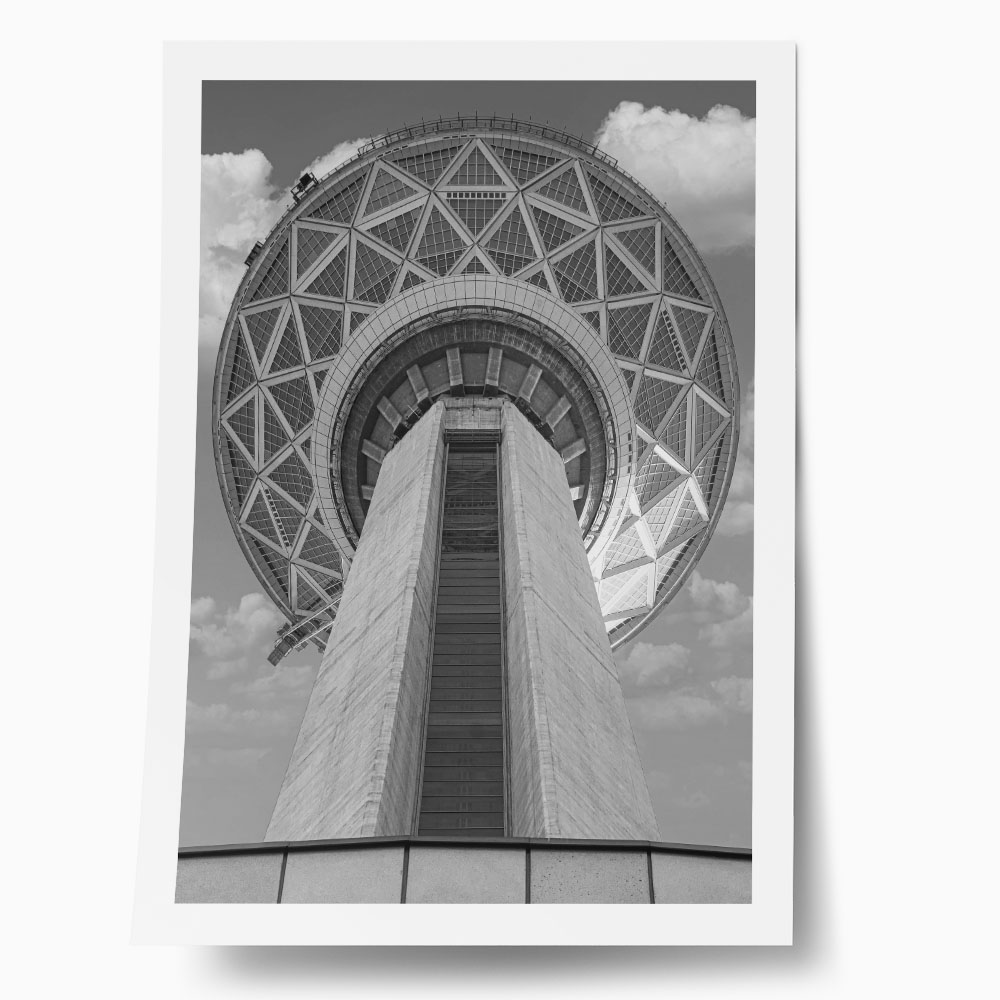 Poster BLACK AND WHITE ARCHITECTURAL LOW ANGLE TOWER