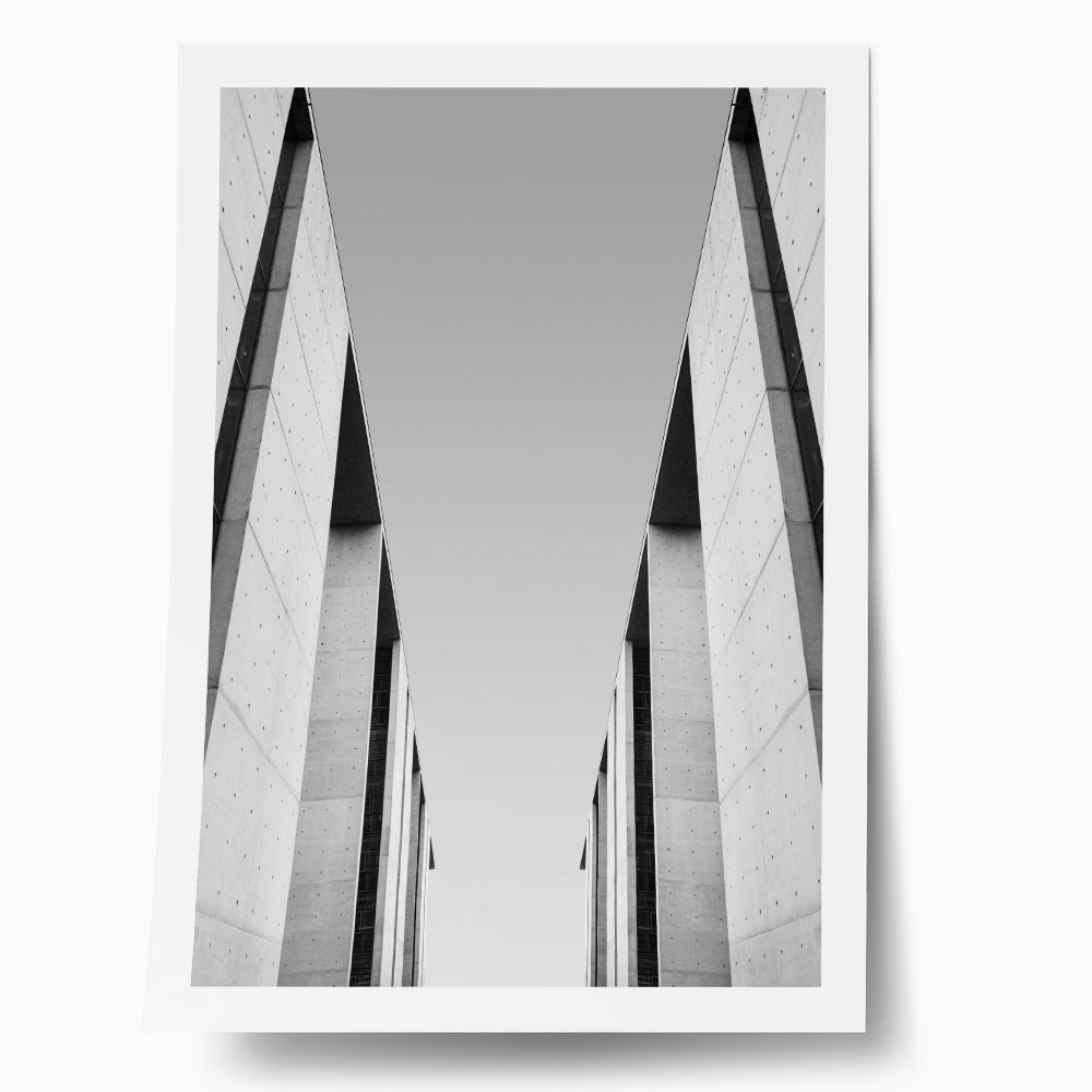 Poster BLACK AND WHITE ARCHITECTURAL MINIMALIST CONCRETE BLOCKS