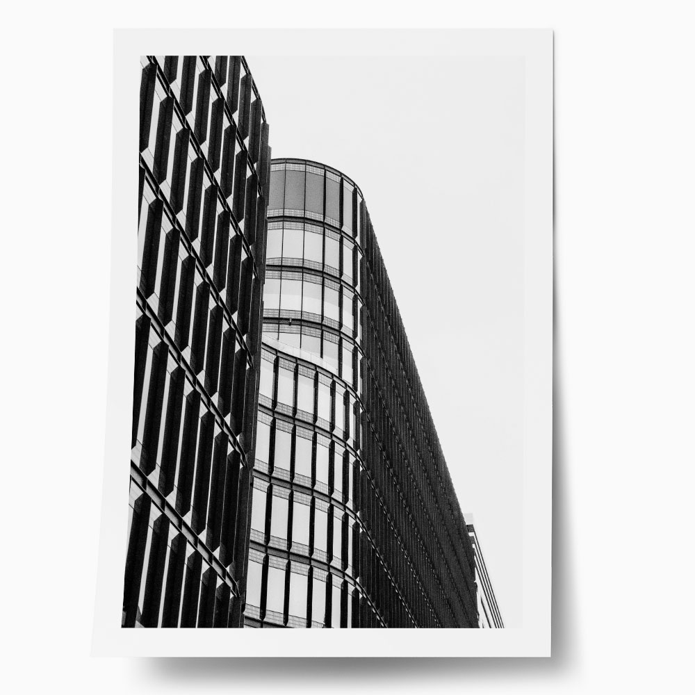 Poster BLACK AND WHITE ARCHITECTURAL MODERN GLASS BUILDING