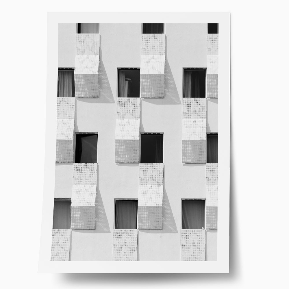 Poster BLACK AND WHITE ARCHITECTURAL PERFORATED BALCONIES