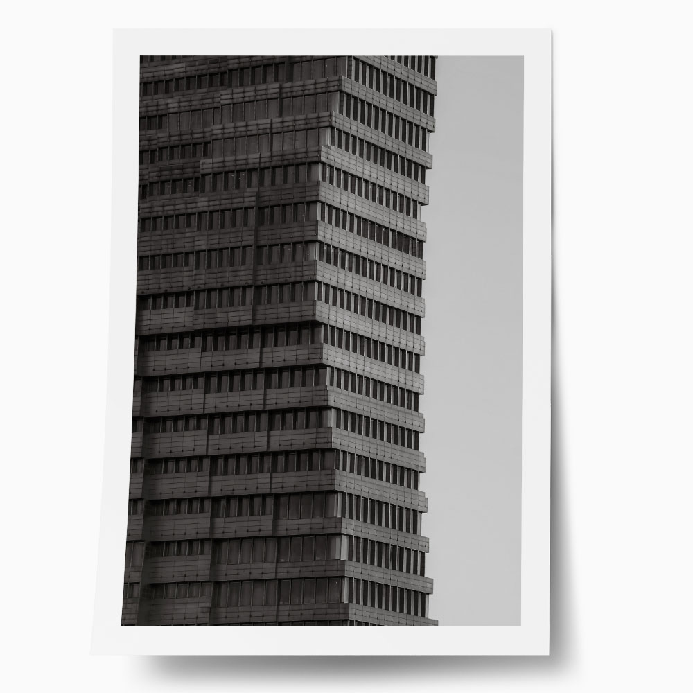 Poster BLACK AND WHITE ARCHITECTURAL PIXELATED FACADE