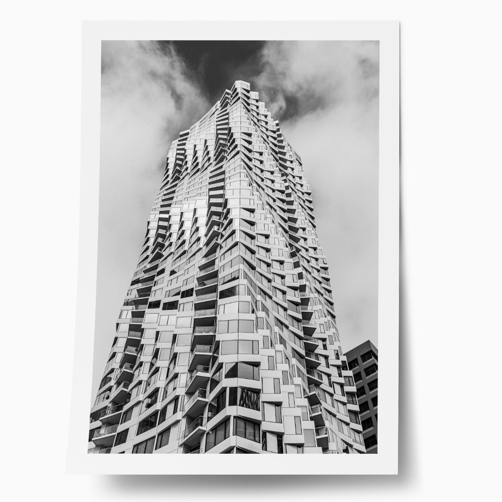 Poster BLACK AND WHITE ARCHITECTURAL RIPPLED FACADE