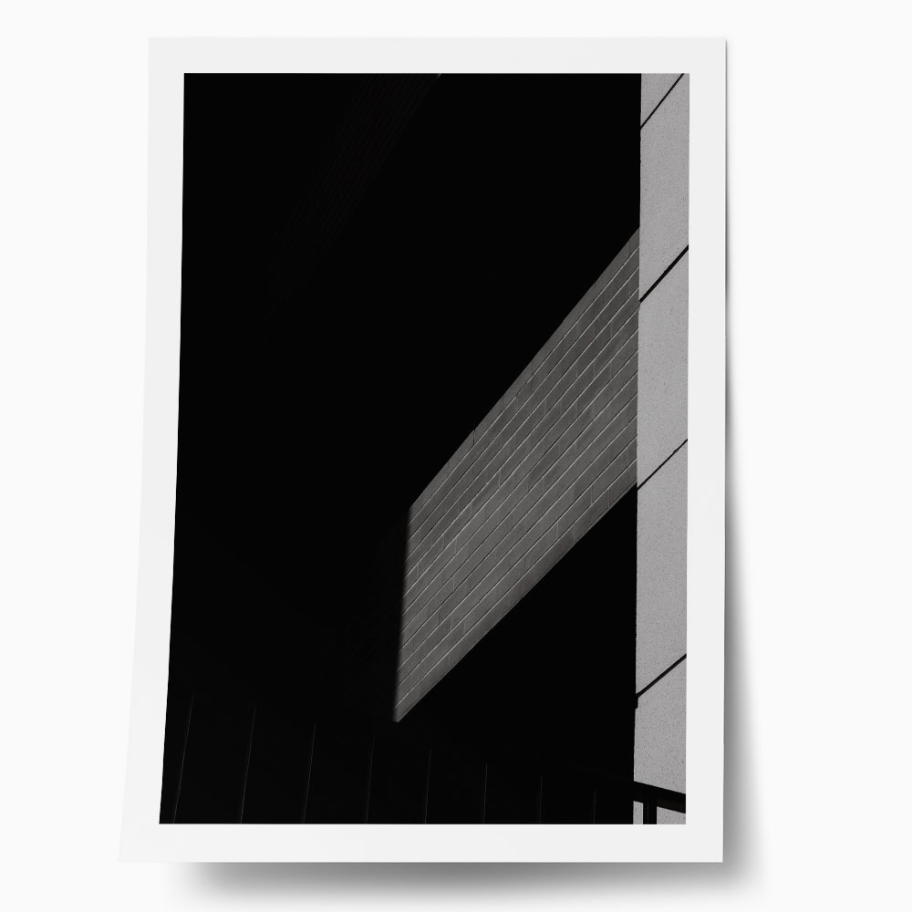 Poster BLACK AND WHITE ARCHITECTURAL SHADOWED BUILDING