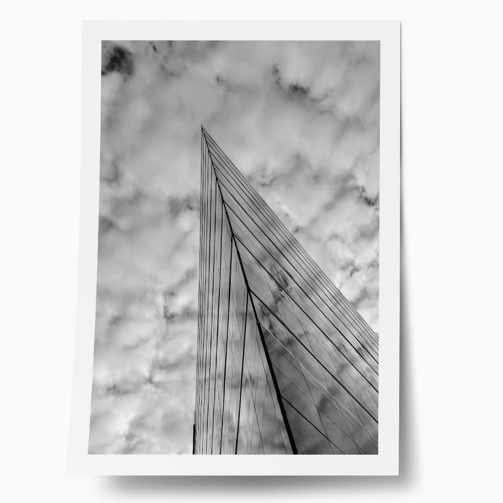 Poster BLACK AND WHITE ARCHITECTURAL SHARP CORNER CLOUDS